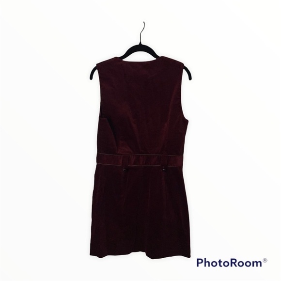VERONICA BEARD Burgundy Corduroy Orial Zip Front Mini Dress Size 2 - Picture 8 of 10